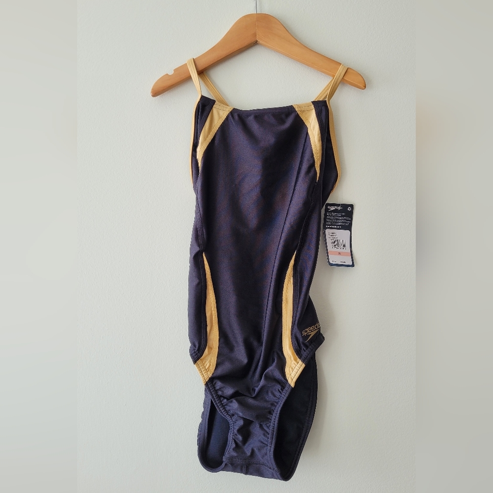 Speedo - Swim | Black & Gold Racerback One-piece | Women's 28 | NWT